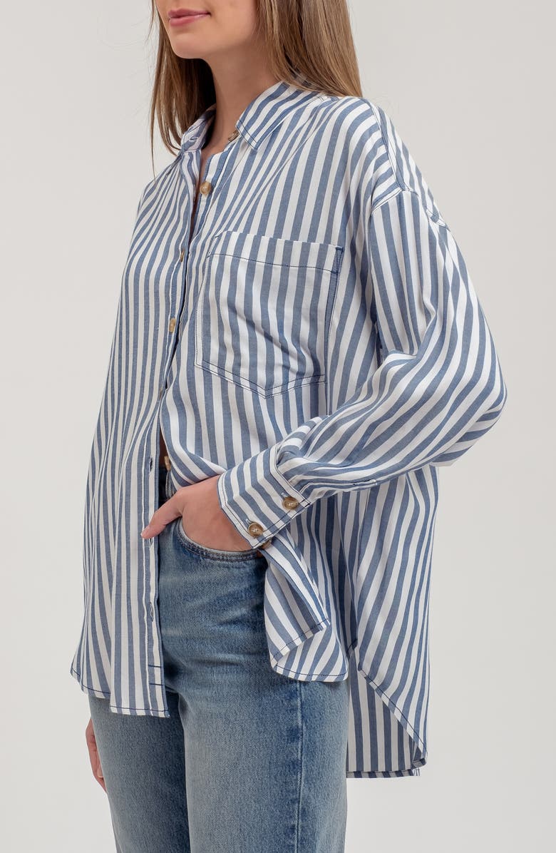 Blu Pepper Stripe Button Down Top, Alternate, color, Blue