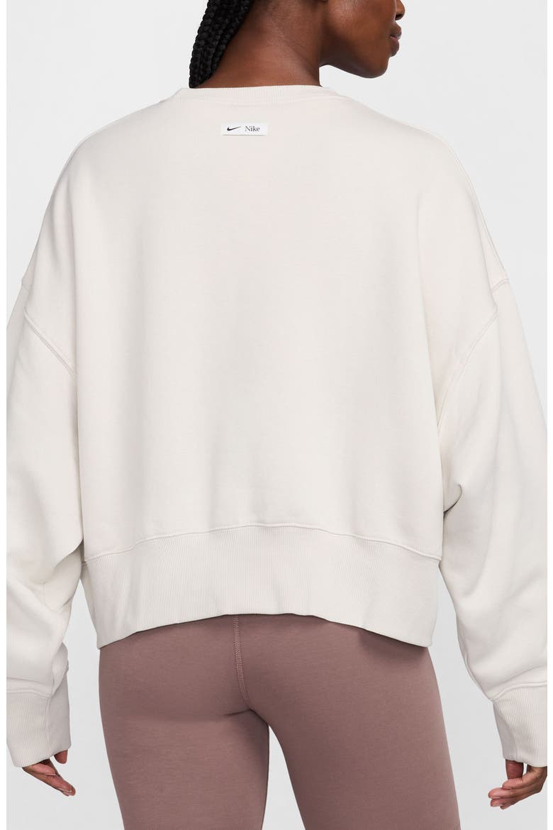 Phoenix Fleece Varsity Oversize Crewneck Sweatshirt, Alternate, color, LIGHT OREWOOD BROWN