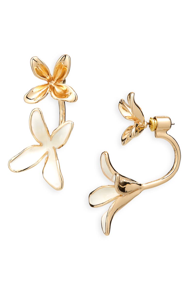 Enamel Flower Jacket Earrings