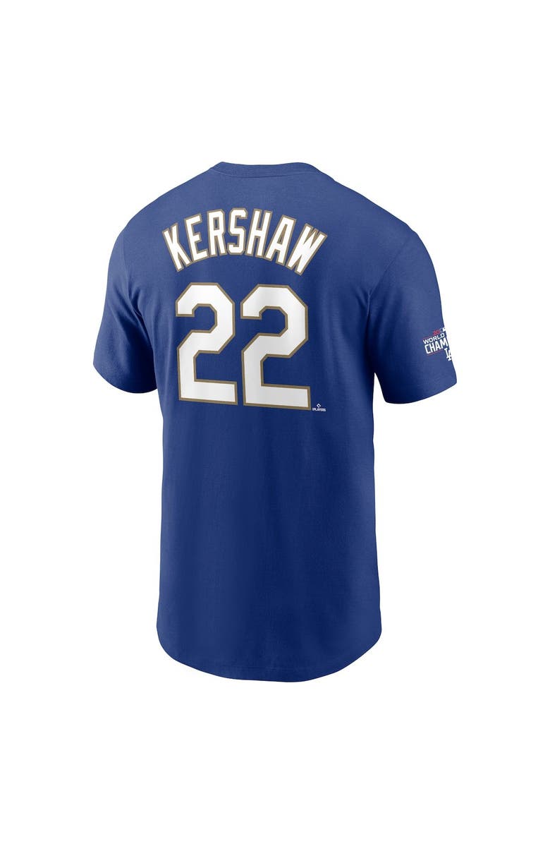 Nike Men's Nike Clayton Kershaw Royal Los Angeles Dodgers 2021 Gold Program Name & Number T-Shirt, Alternate, color, 