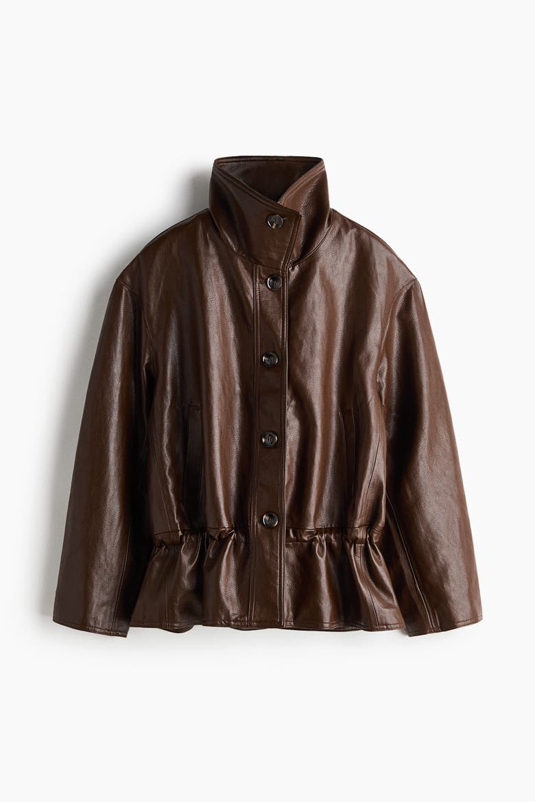 Oversized Peplum Jacket, Alternate, color, Dark brown