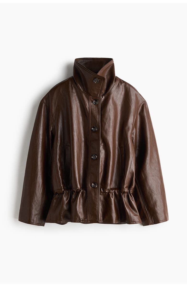 H&M Oversized Peplum Jacket, Alternate, color, Dark Brown