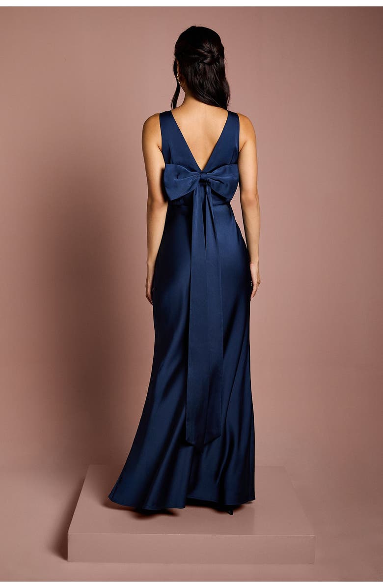 Coast Square Neck Satin Bow Dress, Alternate, color, Navy