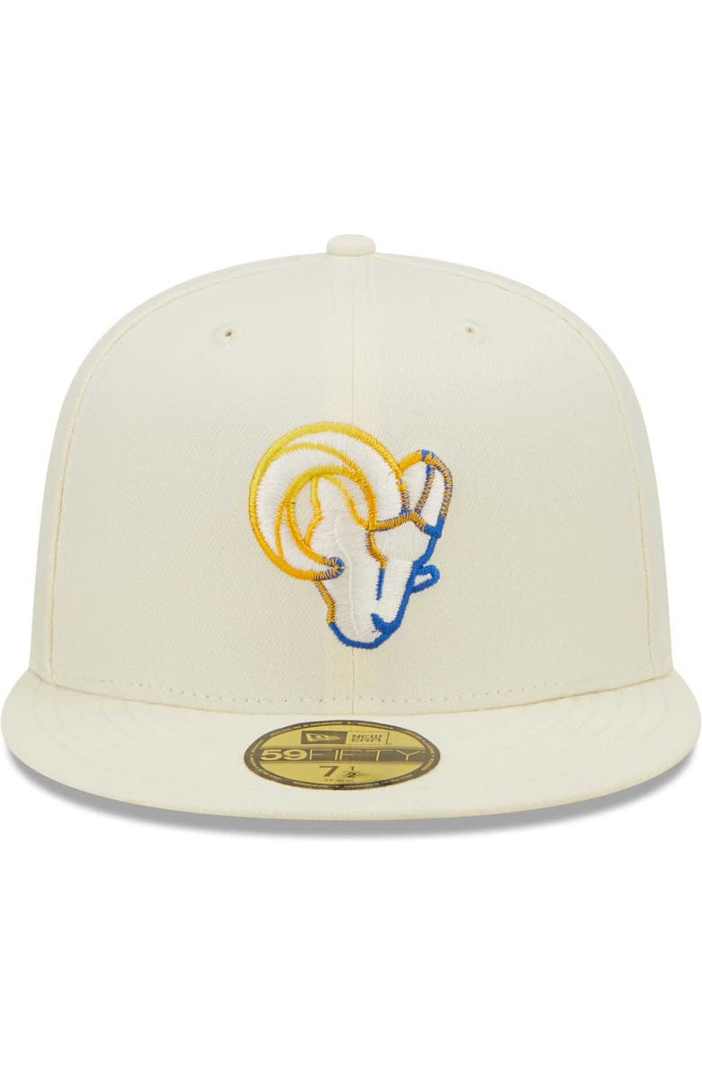 New Era Men's New Era Cream Los Angeles Rams Chrome Color Dim 59FIFTY Fitted Hat, Alternate, color, Cream