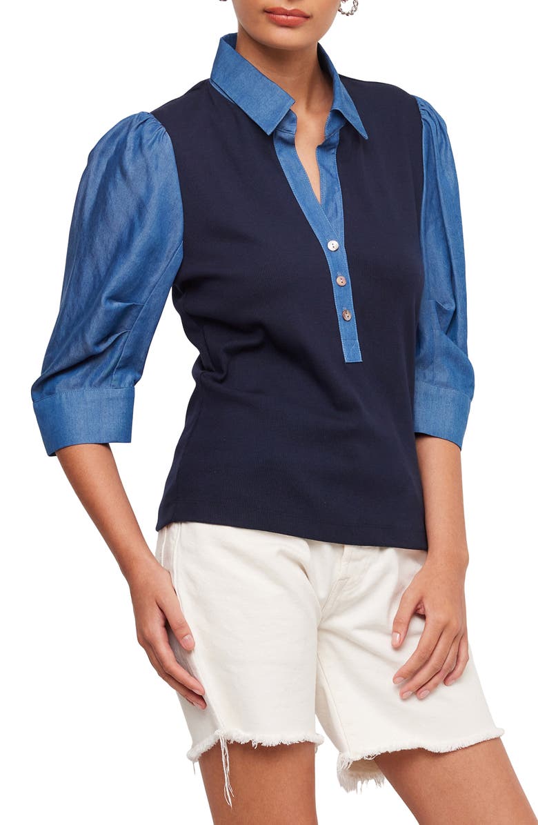 FIFTEEN TWENTY Camden Mixed Media Henley Top, Alternate, color,