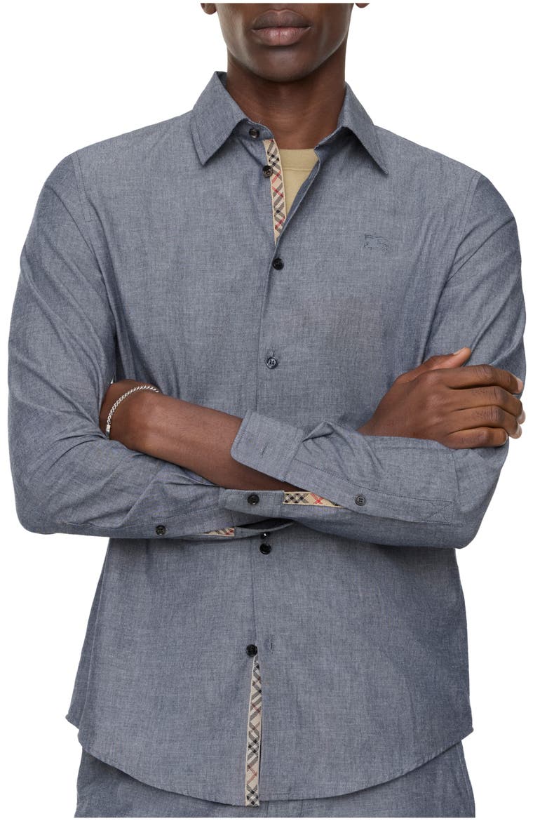 Classic Fit Cotton Blend Shirt, Main, color, Bright navy