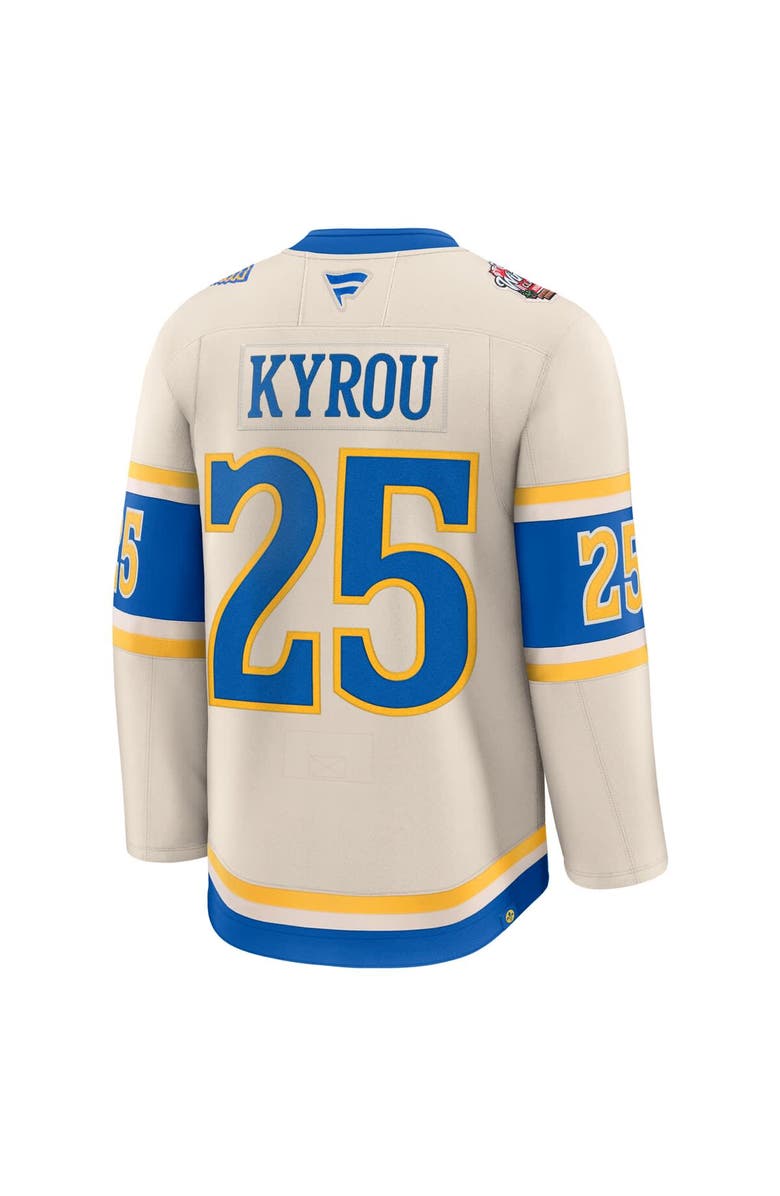 FANATICS Men's Fanatics Jordan Kyrou Cream St. Louis Blues 2025 NHL Winter Classic Premium Player Jersey, Alternate, color, 
