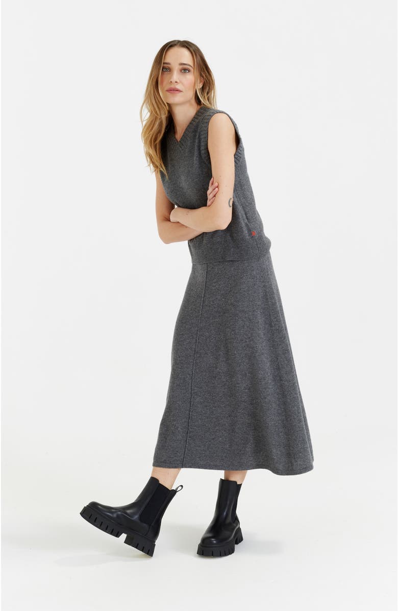 Chinti & Parker Wool Cashmere Midi Skirt, Alternate, color, Grey