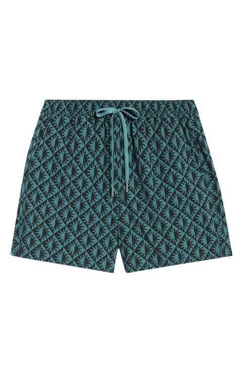 The Bungalow Sun Print Water Repellent Swim Trunks