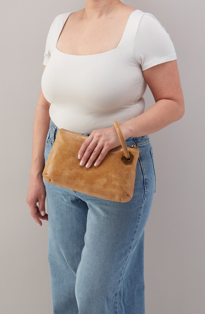 HOBO Large Daisy Daze Leather Wristlet, Alternate, color, Whiskey
