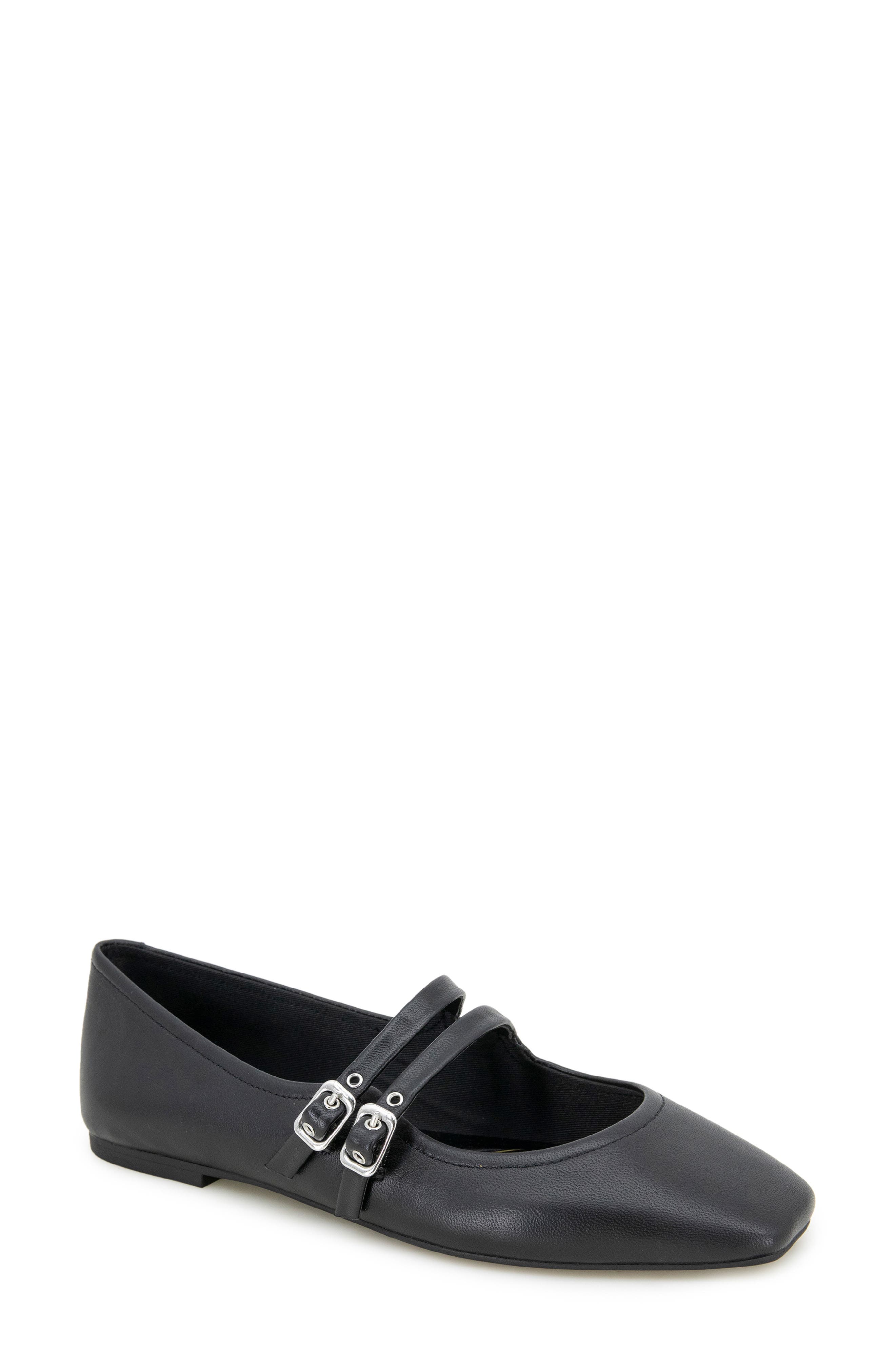 Kenneth Cole Jasmine Mary Jane Flat, Main, color, Black Leather