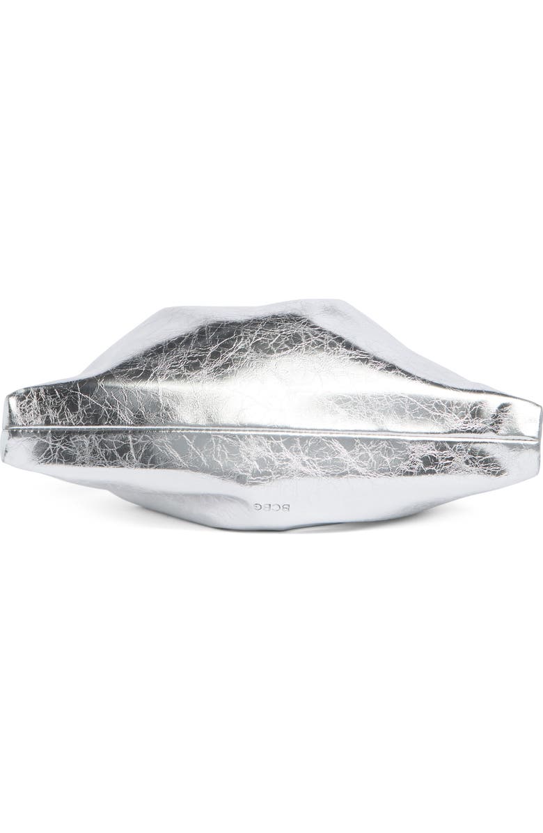BCBG Metallic Drawstring Clutch, Alternate, color, Silver