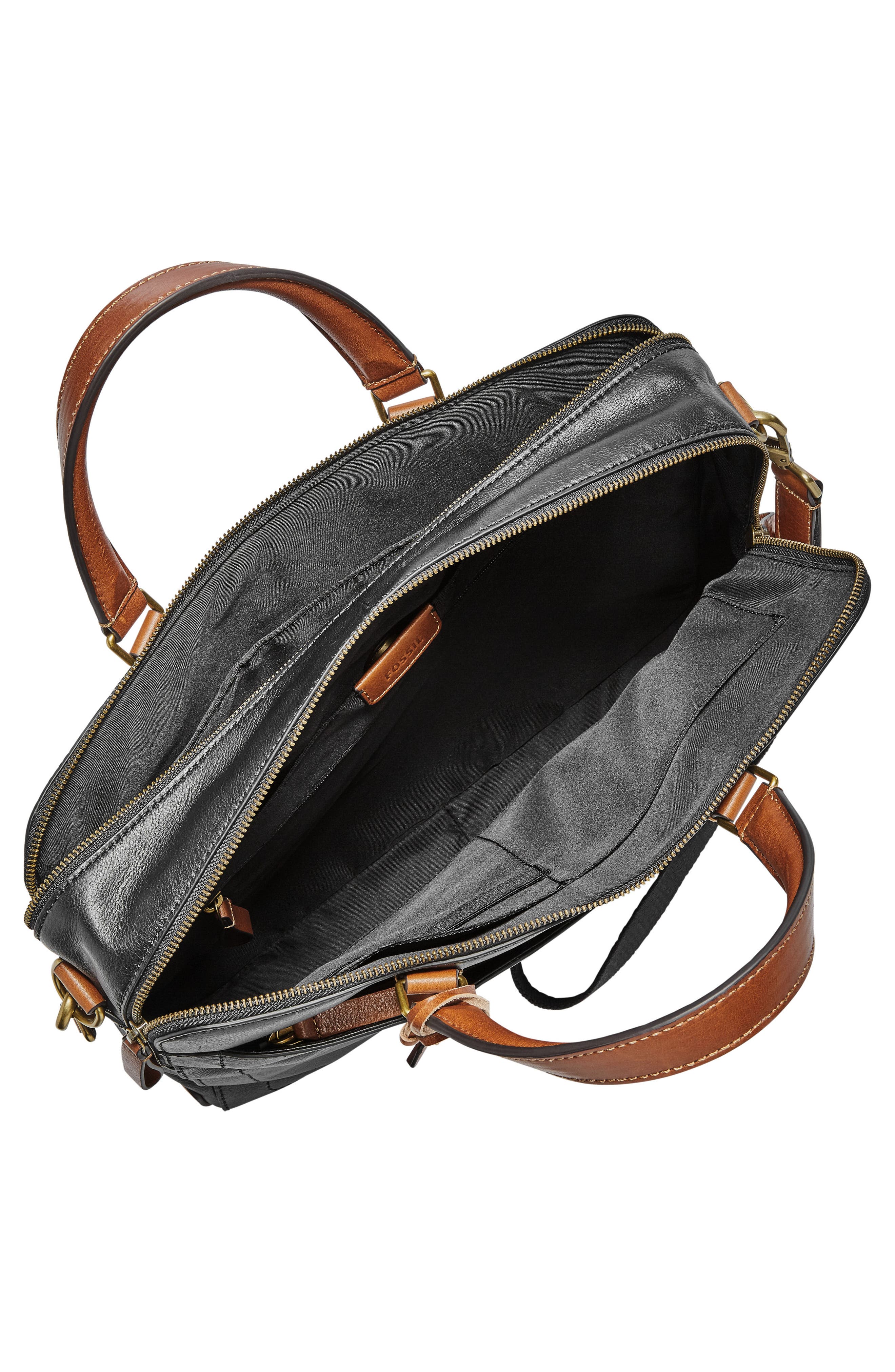 Fossil Defender Leather Briefcase, Alternate, color, 