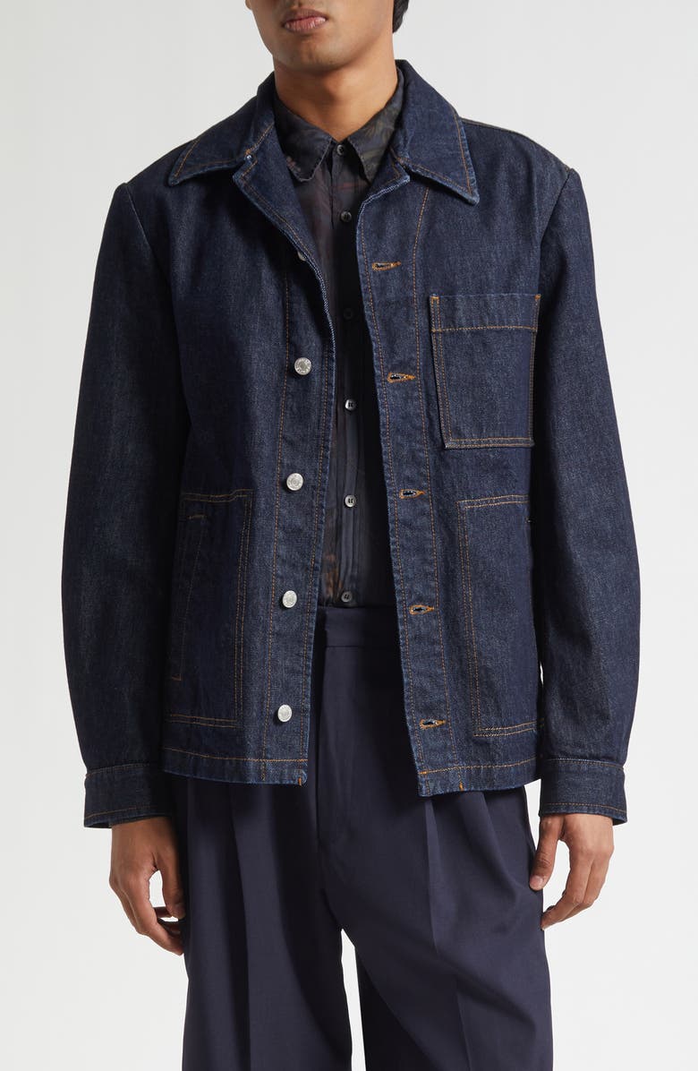 Dries Van Noten Vorman Denim Shirt Jacket, Main, color, Indigo
