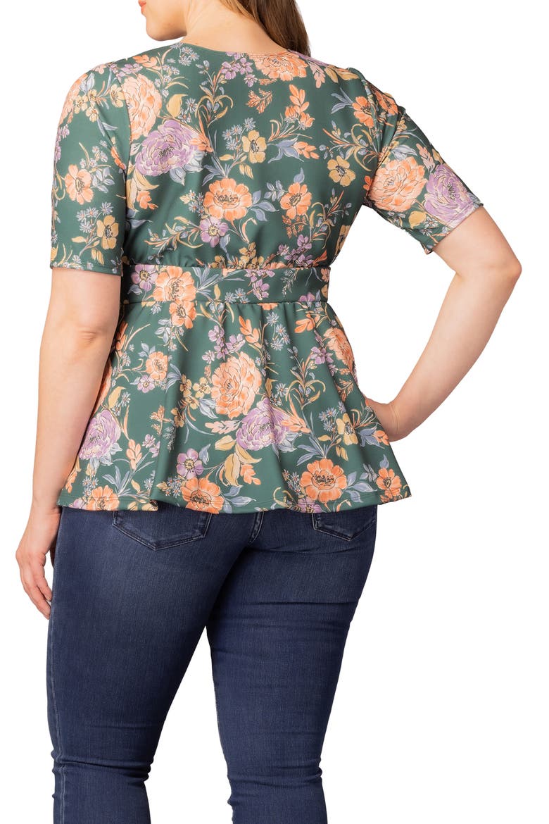 Posh Peplum Top, Alternate, color, GREEN GARDEN