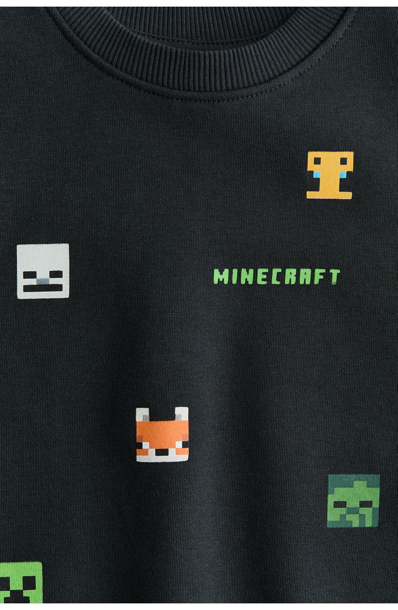 H&M Printed sweatshirt, Alternate, color, Black/Minecraft