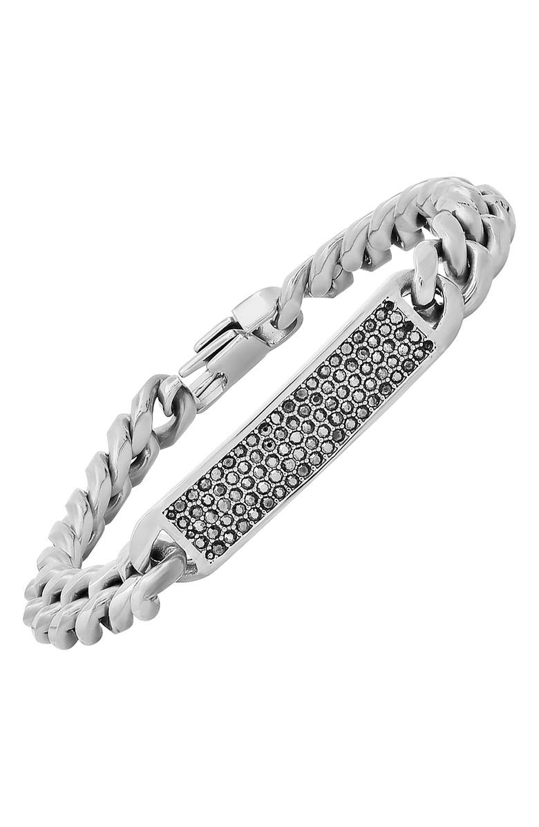 HMY JEWELRY Stainless Steel Simulated Diamond Chain Bracelet, Alternate, color, 
