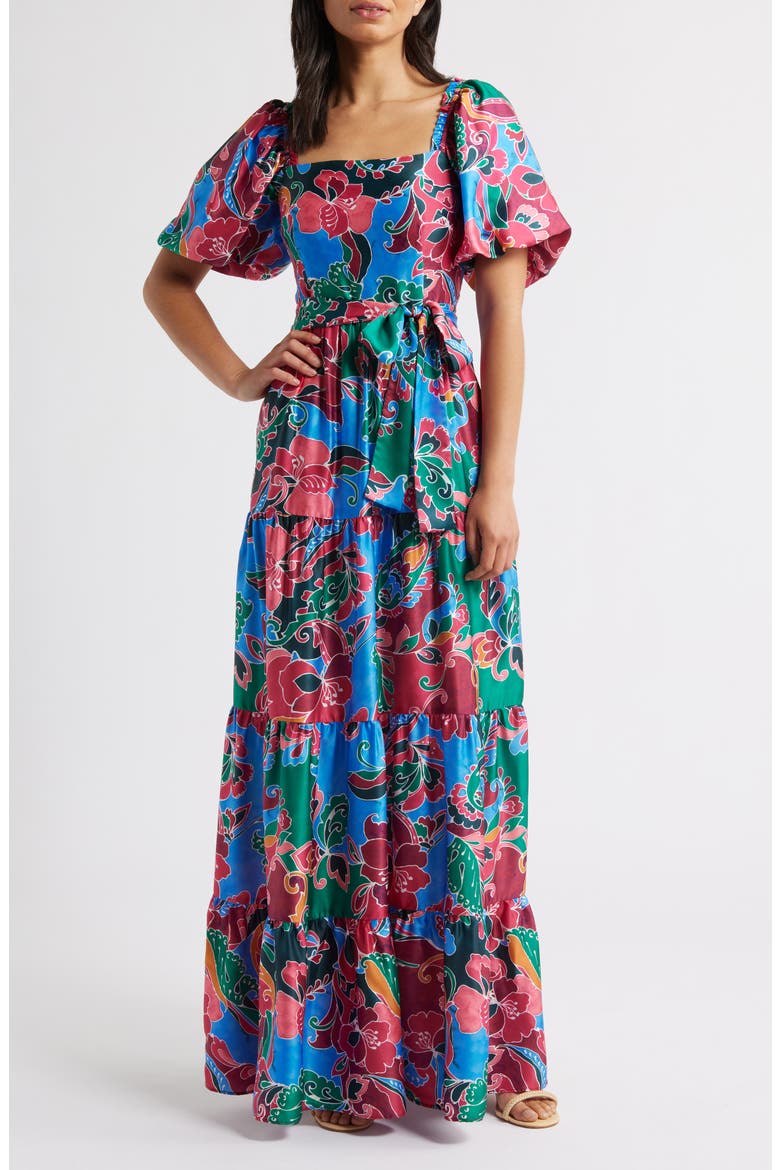 Floral Tiered Maxi Dress, Main, color, BERRY MULT