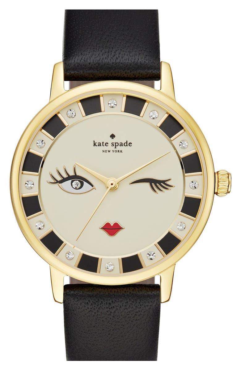 Kate Spade New York 'metro - kiss' leather strap watch, 34mm, Main, color,