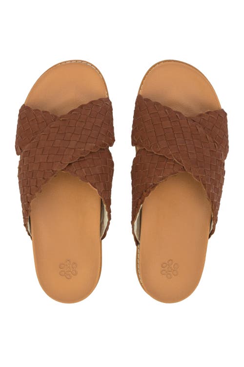 The Sak Penelope Leather Woven Slip On Sandal in Cognac Woven at Nordstrom, Size 7