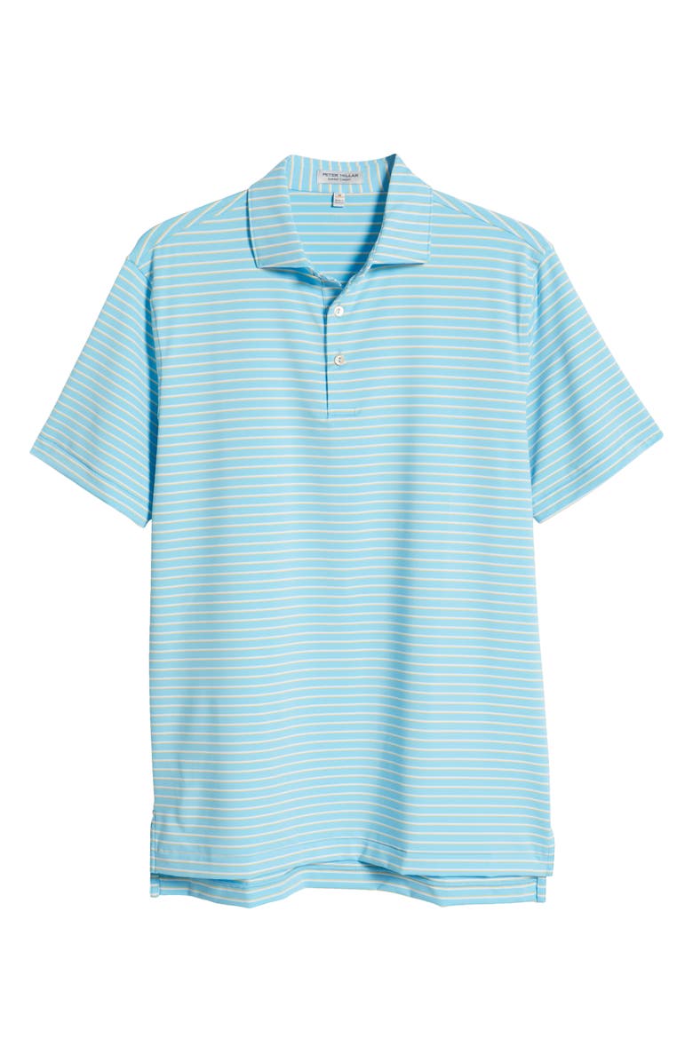 Peter Millar Dunnes Stripe Performance Jersey Polo, Alternate, color, Maya Blue