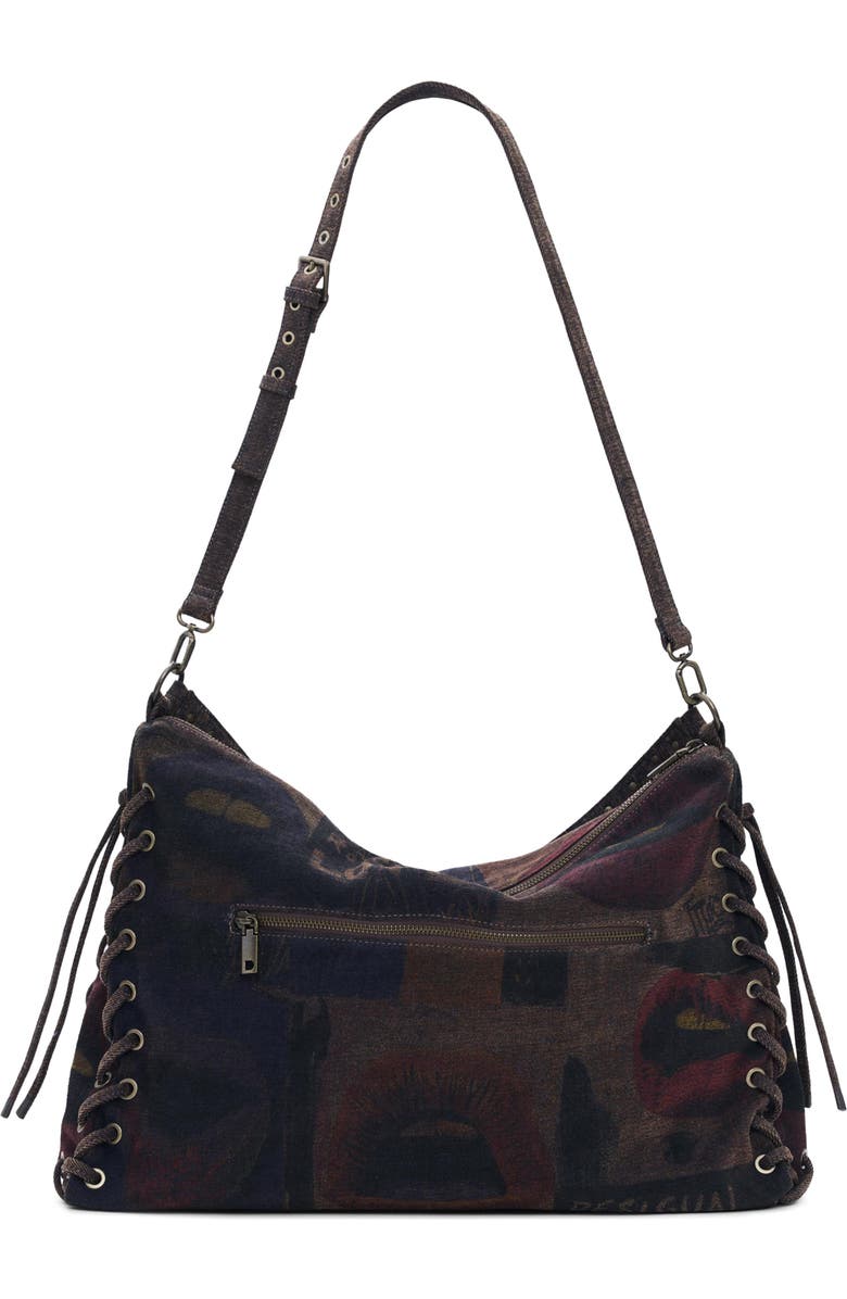 Desigual Lip Print Lace-Up Shoulder Bag, Alternate, color,