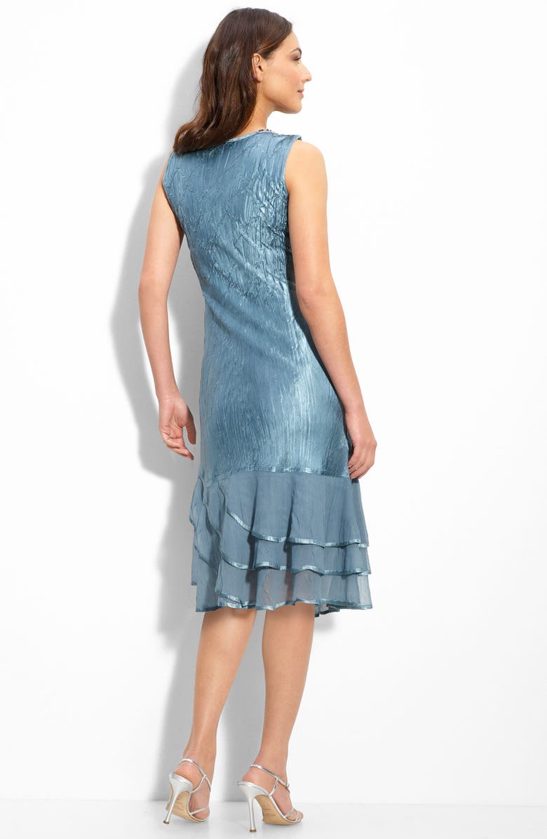 Komarov Beaded Charmeuse & Chiffon Dress with Jacket, Alternate, color, 