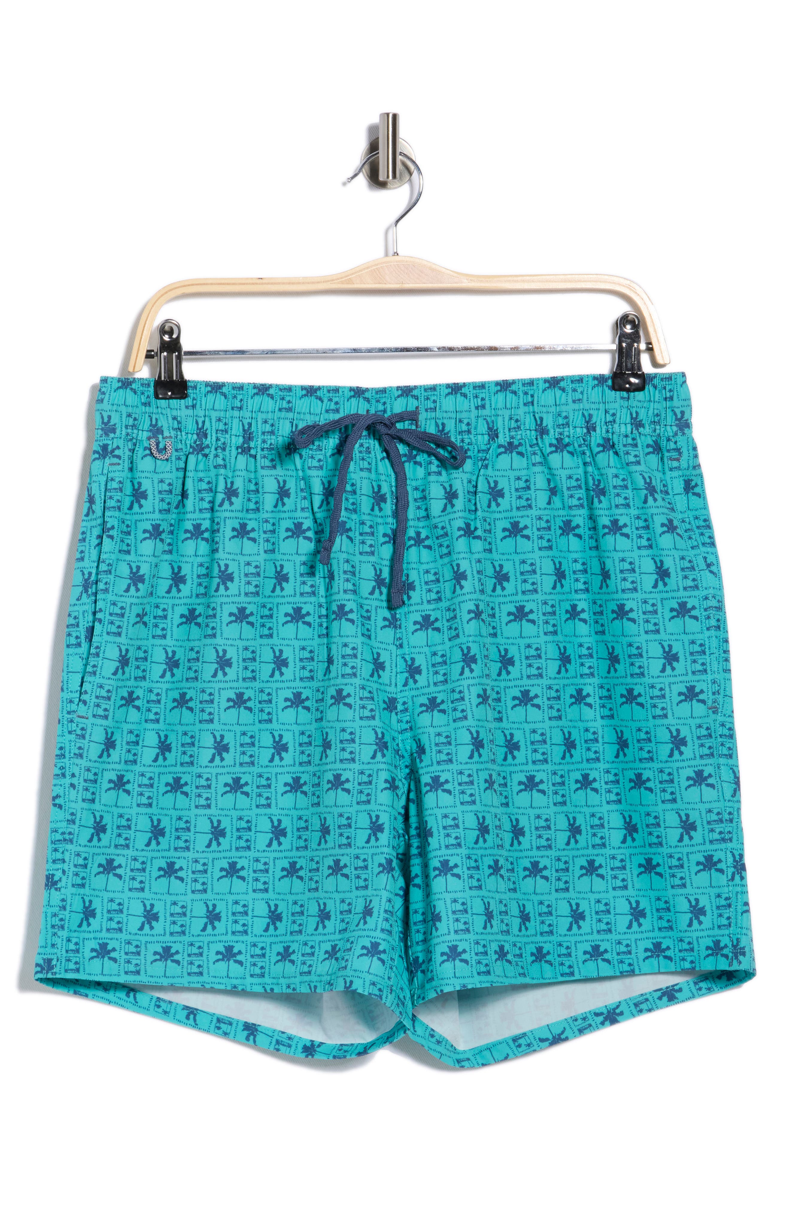 Rainforest Palm Grid Swim Trunks In Metallic