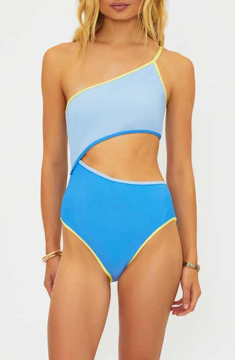 Beach Riot Liora Joyce Colorblock Cutout One-Shoulder One-Piece Swimsuit