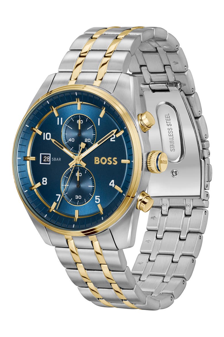 Skytraveller Chronograph Bracelet Watch, 44mm, Alternate, color, BLUE