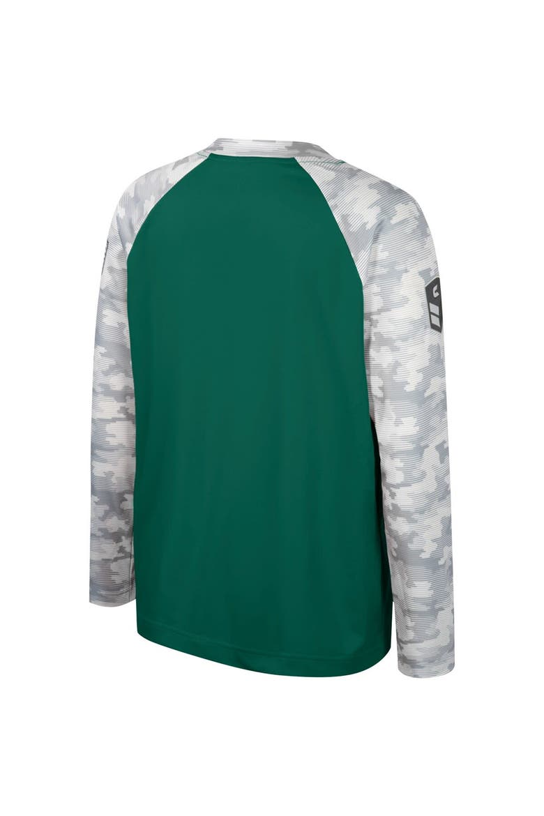 Youth Colosseum Green/Camo Michigan State Spartans OHT Military Appreciation Dark Star Raglan Long Sleeve T-Shirt, Alternate, color, Green
