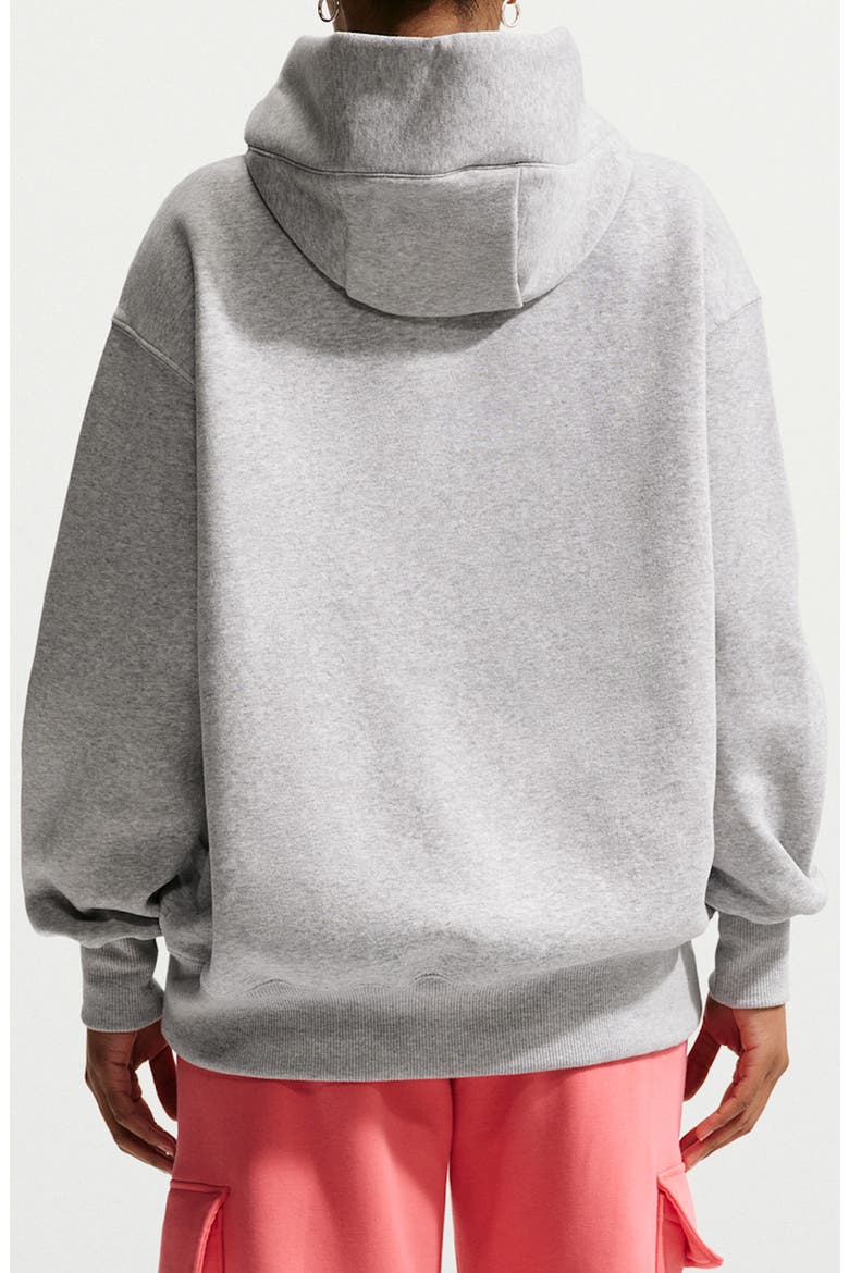 Oversize Brushed Cotton Blend Fleece Hoodie, Alternate, color, 043 PLATINUM/HEATHER/CORAL