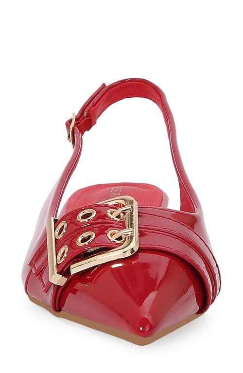Berness Buckle Slingback Pointed Toe Flat In Red