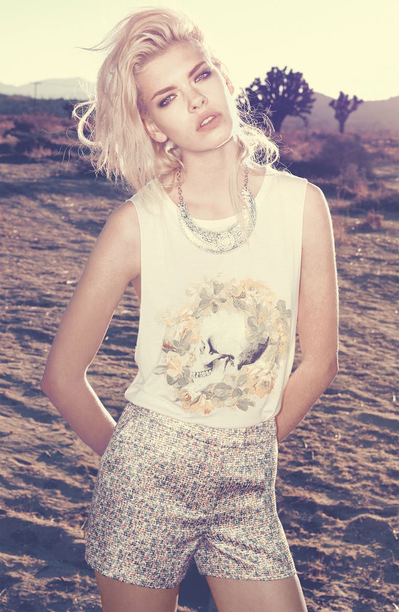 ASTR the Label ASTR High Waist Floral Jacquard Shorts, Alternate, color, 