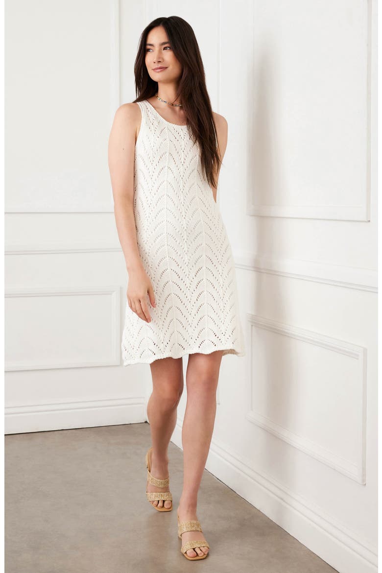 Open Stitch Shift Dress, Alternate, color, OFF WHITE