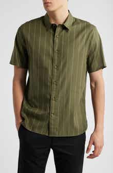 Vince Soft Stripe Short Sleeve Button-Up Shirt
