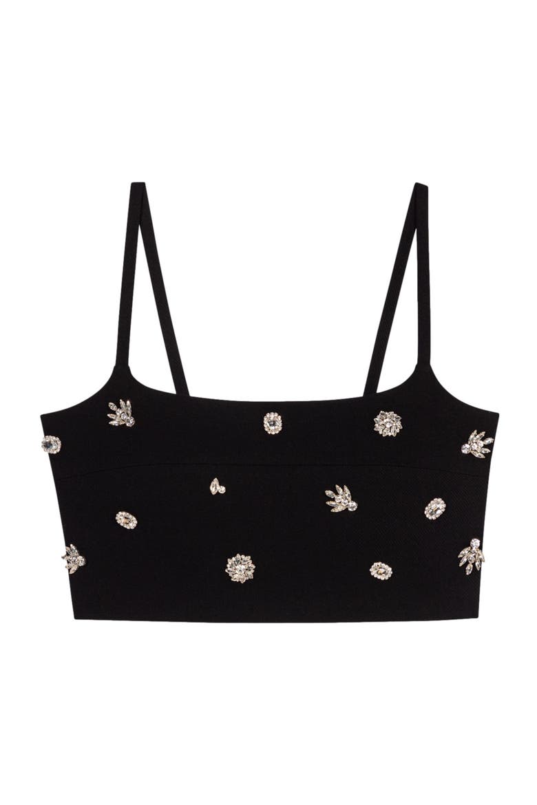 Diamanté crop top, Alternate, color, Black