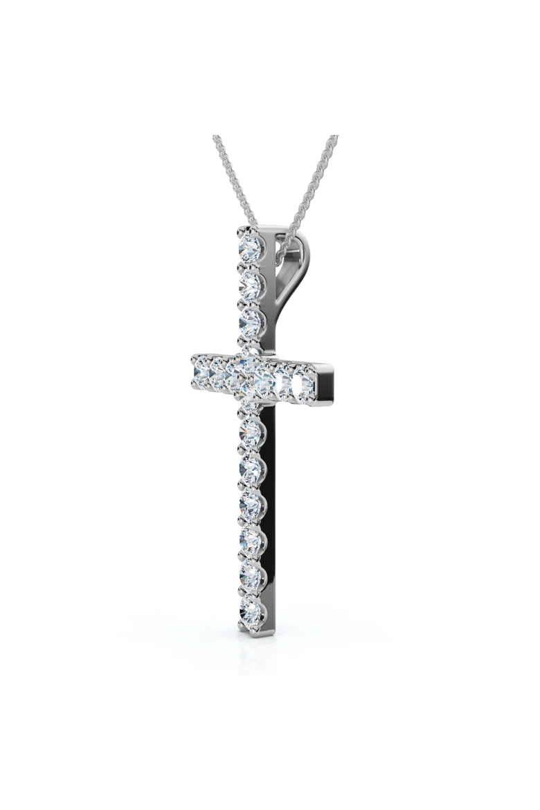1Ct Diamond Cross Pendant 1 1/4" Tall Womens 14k Gold 18" Necklace Lab Grown, Alternate, color, 14k White Gold