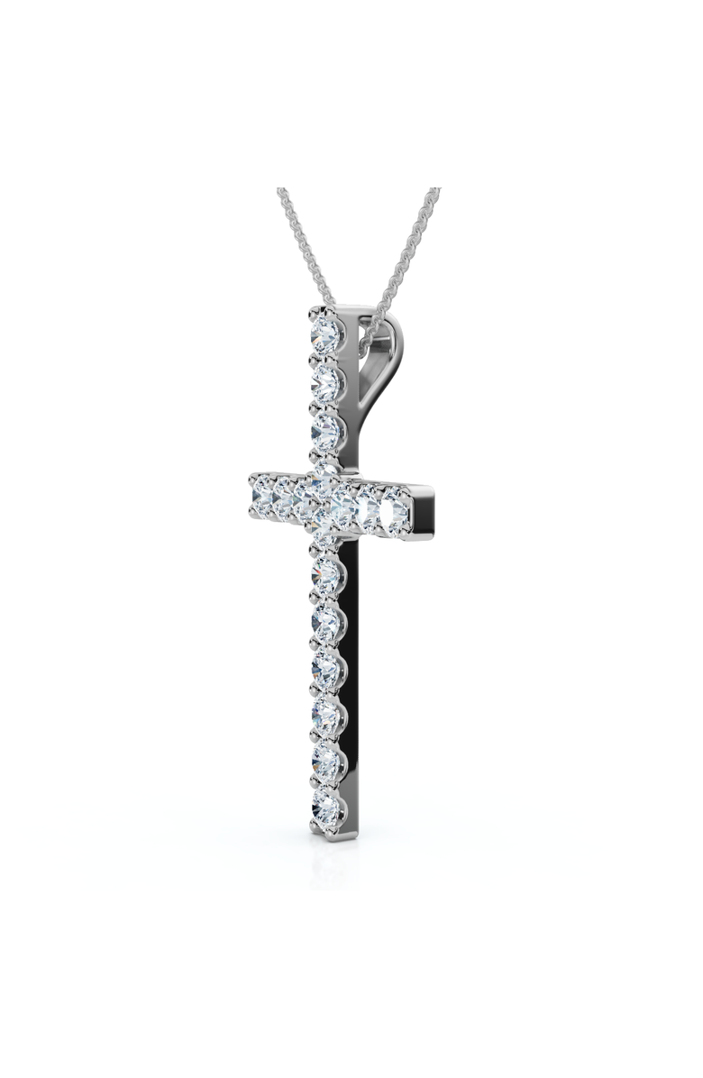 Bliss Diamond 1Ct Diamond Cross Pendant 1 1/4" Tall Womens 14k Gold 18" Necklace Lab Grown, Alternate, color, 14K White Gold