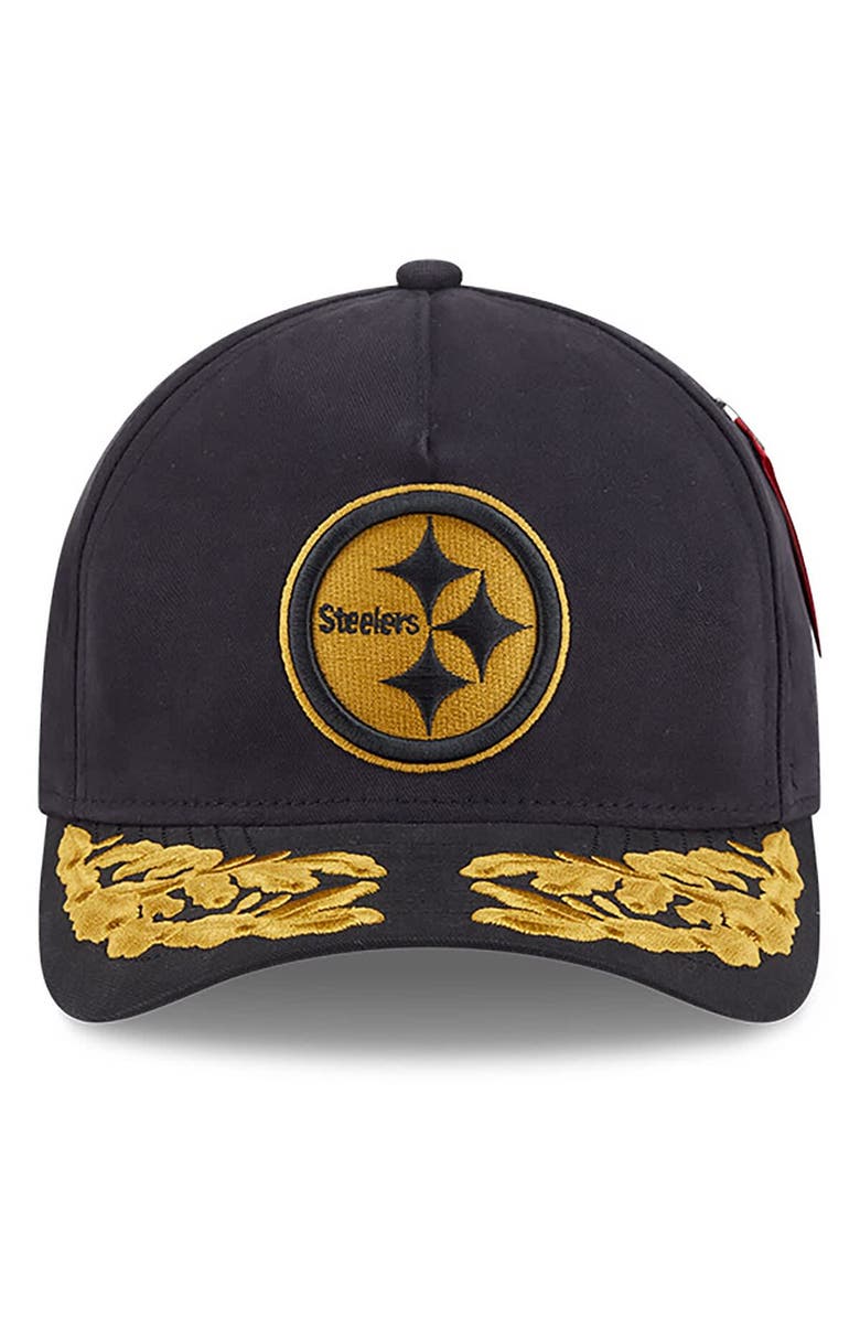 New Era x Alpha Industries Men's New Era x Alpha Industries  Black Pittsburgh Steelers A-Frame 9FORTY Adjustable Hat, Alternate, color, Black