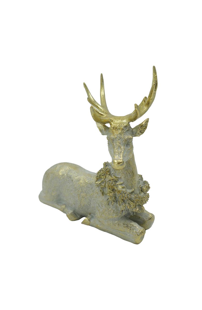 Transpac Golden Reindeer Figurine Christmas Decor Tabletop Holiday Gift, Main, color, Gold