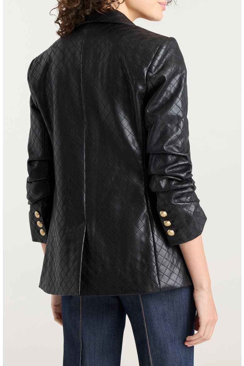 Khloe Quilted Faux Leather Blazer, Alternate, color, BLACK