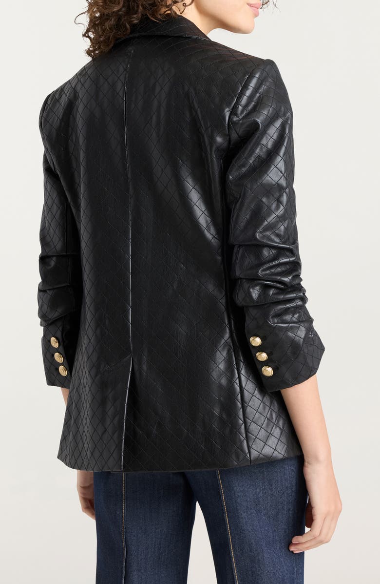 Cinq à Sept Khloe Quilted Faux Leather Blazer, Alternate, color, Black