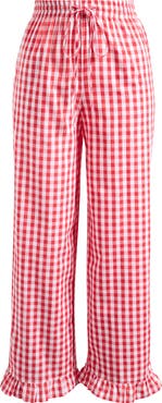 Petal & Pup Marina Gingham Ruffle Hem Cotton Pants