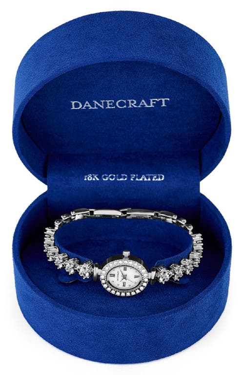 Danecraft Crystal Mother-of-pearl Quartz Bracelet Watch, 20mm X 23mm In Metallic