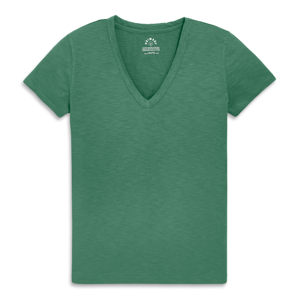 Primary Adult Classic Slub V-neck Tee In Chive