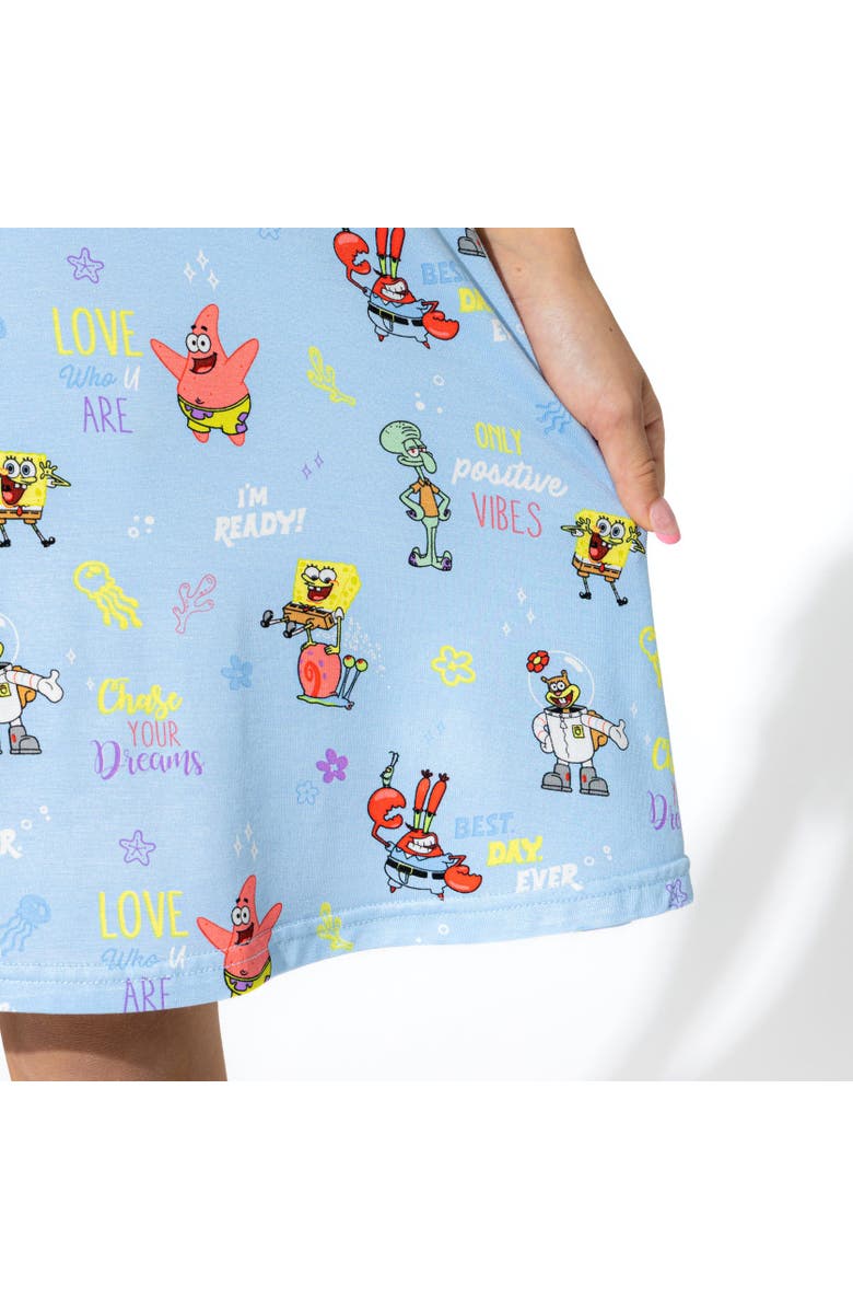 Bellabu Bear Kids' SpongeBob SquarePants Good Vibes Short Sleeve Dress, Alternate, color, Spongebob Good Vibes
