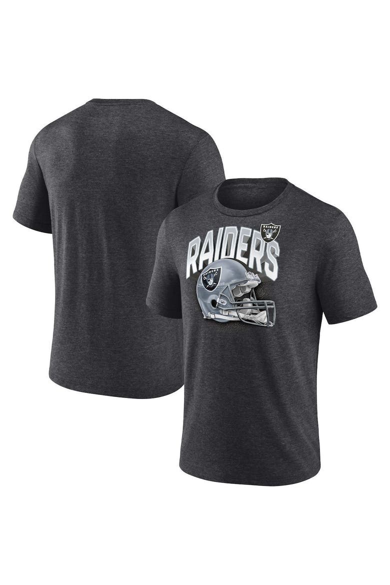 Men's Fanatics Branded Heathered Charcoal Las Vegas Raiders End Around Tri-Blend T-Shirt, Main, color, Heather Charcoal