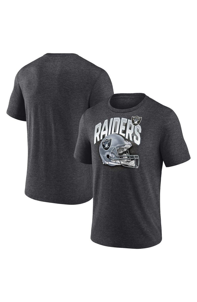FANATICS Men's Fanatics Branded Heathered Charcoal Las Vegas Raiders End Around Tri-Blend T-Shirt, Main, color, 