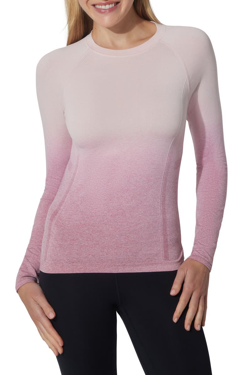 90 DEGREE BY REFLEX Melora Seamless Long Sleeve Top, Main, color, Porcelain Petal/ Pink Plum